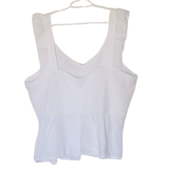 Elegant Smocked White Women's Tank Top - Picture 2 of 6